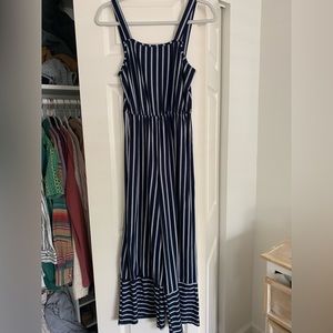 Blue and White Stripe Jumpsuit